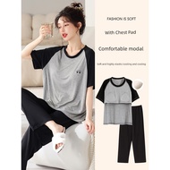 baju tidur perempuan sleepwear woman Piyama dengan alas dada, seluar lengan pendek musim panas modal