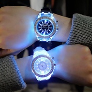 Popular Night Light Diamond Watch Water Proof LED Flash Couple Watch for Men Women Silicone Geneva Fossil Watch