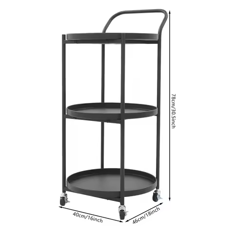 Metal Frame Serving Cart for Kitchen, Dining Room, Rolling Bar Cart, Mobile Storage Cart 18*16*30.7i