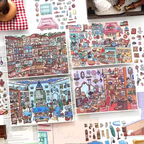 Cute Fairy Tale Diorama Stickers 3D Miniature House Scene Stickers DIY Scrapbooking Journal Decorati