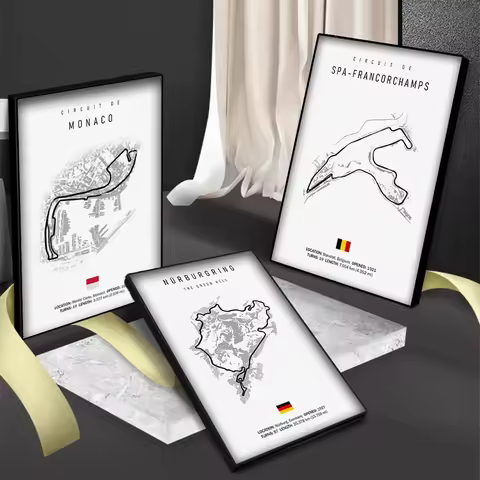 30x40 F1 Internationa Track Circuit Canvas Painting with Photo Frame F1 Art Aesthetic Motorsport Rac