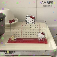 AMBER Time Perpetual Calendar, Hello Kitty Reusable Desktop Calendar, Creative Acrylic Cartoon Month