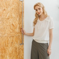 [CUMAR] Ruffled Collar Top White Pink