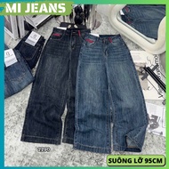 95cm straight-leg jeans, high-waisted wide-leg jeans in high-quality QC fabric