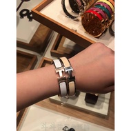 Daigou Hermes Hermes Bracelet Female Suitable for H Letter Rose Gold Couple Narrow Enamel Black Whit