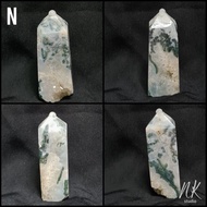 Moss Agate Tower Point Crystal Home Office Decoration