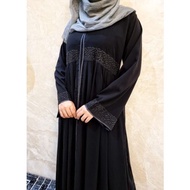 Abaya Hitam Wanita Turkey Gamis Dress Maxi Arab Saudi Bordir Dubai 482