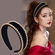 Distance Light Luxury Baroque Rhinestone Velvet Headband Wide-Brimmed Female Hair Accessories Headba