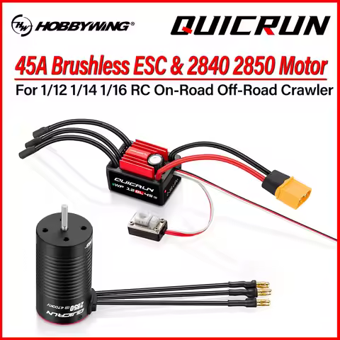 HOBBYWING Brushless Sensorless Combo QUICRUN 2840 2850 Motor 12BL45 G2 45A ESC Shaft WaterProof For 