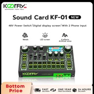 KoorFly Live Sound Card KF01 48V Sound Card Capacitance Microphone Set Eliminate Songs Profes