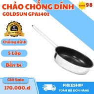 Chảo inox chống dính Goldsun GPA1401- nhiều kích thước đáy từ 3 lớp dùng cho mọi loại bếp - Chảo ch