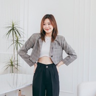 Pixar_SP011 เสื้อเบลเซอร์ลายสก๊อต  ผ้าไม่หนาใส่ไม่คันใส่สบายสุด มีฟองน้ำเสริมบ่าใส่ได้ทุกโอกาสค่ะสาว