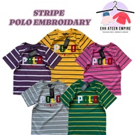 PREMIUM PL Stripe Bersulam / Baju Sulam budak / Baju Jalan Budak / Baju Belang Cotton