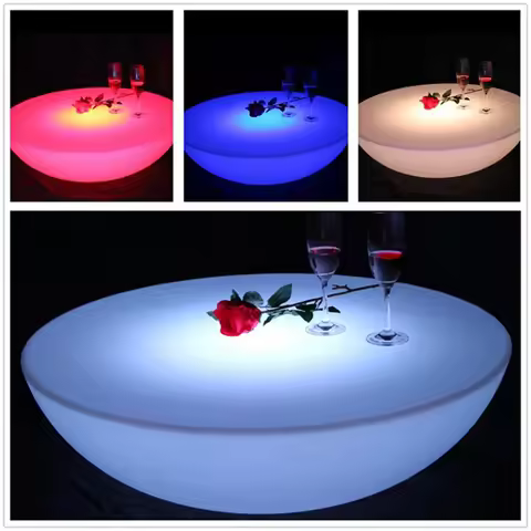 Skybesstech,Waterproof LED Coffee Table,Color Changing Bar Furniture,Diameter 31.50Inch*Height 8.66I