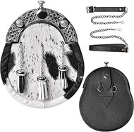 HIGHLAND REDSTONE Sporran Kilt for Men Premium Leather Quality Scottish Bovine Sporran with Chain Be