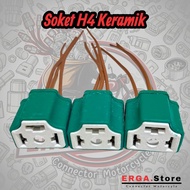 HIJAU Green Ceramic H4 Lamp Sealbeam Socket (3 Wires)
