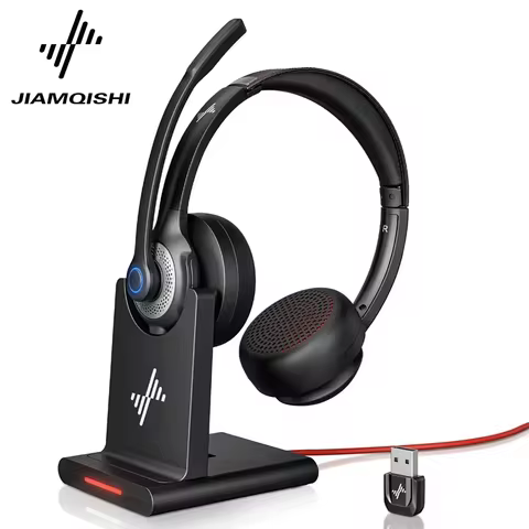 JIAMQISHI EH02P Wireless Headset with AI Noise Cancelling Microphone Headphones Bluetooth V5.2 with 
