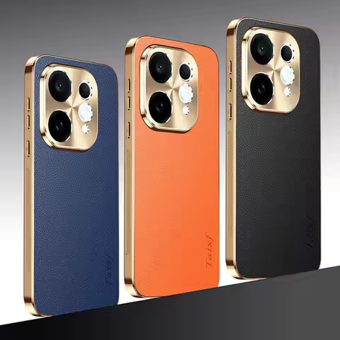 Luxury Leather TPU Electroplated Phone Case For Vivo iQOO Z11 Z10 Z9 Turbo Neo 10 9 8 Pro Alloy Lens