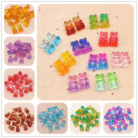20pcs Cute Resin Gradient Bear Simulation Soft Candy DIY Hair Clip Home Decoration Accessories,25*16