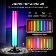 2 件裝 LED 幻彩 RGB 拾音燈條聲音音樂同步控制七彩節奏氛圍燈適用於遊戲電腦桌面裝飾