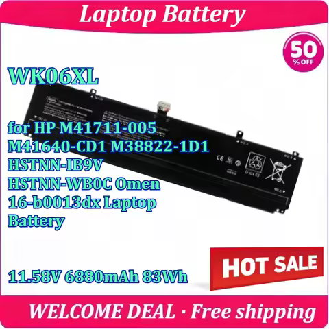 New WK06XL for HP M41711-005 M41640-CD1 M38822-1D1 HSTNN-IB9V HSTNN-WB0C Omen 16-b0013dx Laptop Batt