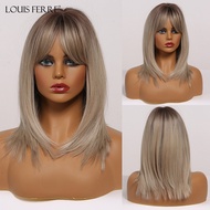 LOUIS FERRE Platinum Blonde Wig Short Bob Synthetic Straight Wigs for Women Afro on PartyDaily Heat 