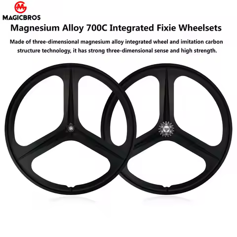 MAGICBROS Bicycle Wheel 700C V Brake Magnesium Alloy 3 Spokes Single Speed Wheel Fixie Track Bike Tr