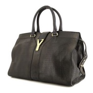YSL Yves Saint Laurent Cabas Chyc handbag croco-effect leather in navy blue(9成新)真皮仿鱷魚皮手袋