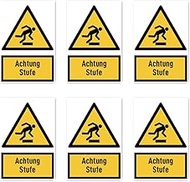 Sticker 75 x 50 mm, Pack of 6 – Warning Level – Warning Sign with Text (German) (Yellow/Black) – Ver