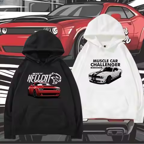 RT American Big V8 Muscle Car Challenger Fashion Outdoor Hoodie Men's and Women's Autumn/Winter Loos
