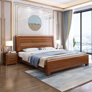 Modern Simple Solid Wood Bed1.5Luxurious Chinese Style Bedroom Rice Gold Silk Sandalwood Modern Simp