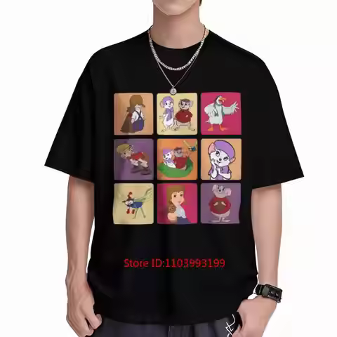 The Rescuers 8 Bit Movie Characters Short Sleeve Tee 100% Cotton T-Shirt