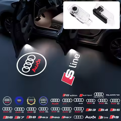 2PCS LED Car Door HD Laser Projector Lights Door Welcome Lamp For Audi RS S LINE S3 S4 S5 Quattro Q7