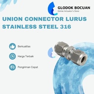 6MM X 6MM UNION CONNECTOR TUBE OD 6 MM X 6 MM STAINLESS STEEL