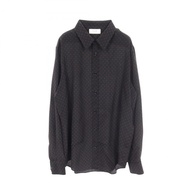 CELINE Micro Triomphe 印花寬鬆絲質襯衫，黑色、波爾多紅，二手男款 #39