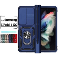 Anti-peek case with sliding cover For Samsung Galaxy Z Fold 4 case Finger ring bracket case Magnetic