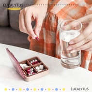 EUTUS Mini Pill Box, Plastic 4-Cell Travel Pill Box, Convenient Colorful Medicine Storage Box Medicine