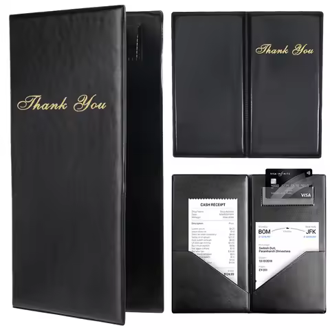 1Pcs Leather Check Folder Guest Check Card Holder Restaurant Check Presenters Guest Bill Server Menu