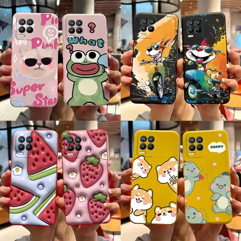 For Realme 8 Case Bear Cartoons Cat Cute Cover Coques For Realme 8 Pro Phone Cases Cover Realme8 5G 