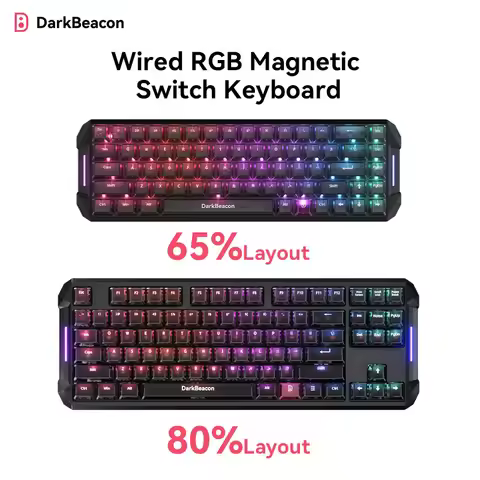 DarkBeacon 65% 80% Compact Magnetic Axis PC Office Keyboard 68 Keys 87 Keys Wired USB Gaming Keyboar