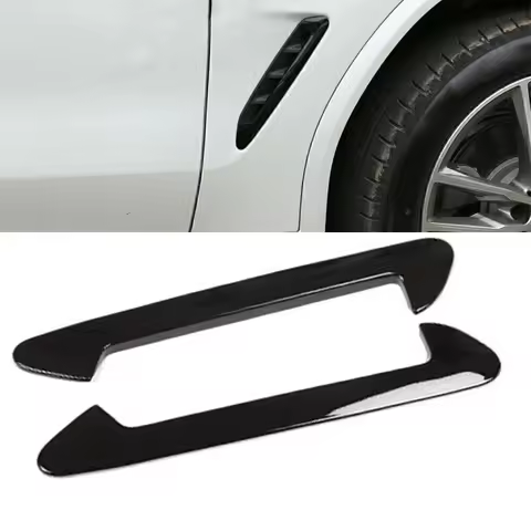 2pcs Car Side Air Fender Vent Trim Glossy Black ABS Air Flow Vent Wing Spoiler Stick Cover Trim For 