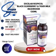 EXCELAB RESPICOL  BLACK ELDERBERRY & TIGER MILK MUSHROOM 120ML - BATUK, SELSEMA, ASMAA, SAKIT TEKAK,
