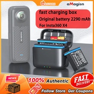aMagisn Insta360 X4 battery fast charging box + insta360 original battery 2290 mAh, suitable for insta360 X4 accessories