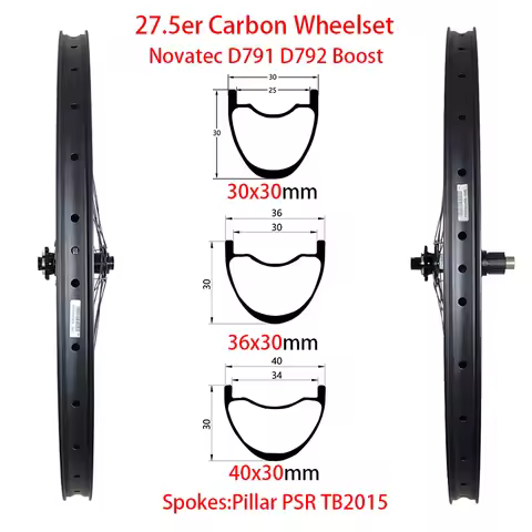 27.5er Carbon Wheelset 29er Carbon Wheelset MTB Bike Wheelset 30mm Deep 34mm 36mm 40mm Width Novatec