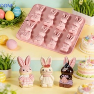 OONE Easter Bunny Molds, 8 Grids Food Grade Silicone Chocolate Molds, Creative Non-Stick Flexible Ca
