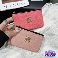 Loe We Lychee Pattern Leather Zipper Card Bag Portable Wallet Portable Small Storage Bag Big Brand L