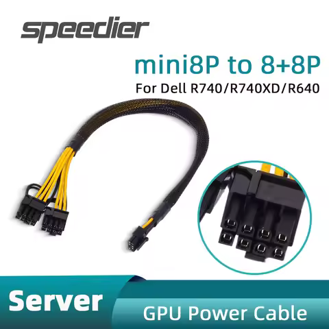 Mini 8Pin To Dual Mini8Pin (8+8pin) Server GPU Power Cable for Dell R740 R740XD R640 Special Tesla P