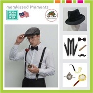 🎀🇲🇾Stock🎀 1920s Men Costume Gatsby Gentlemen Gangster Retro Accessories Costume Funny Fake Mustache 