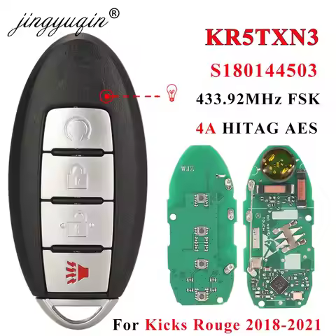 jingyuqin S180144503 KR5TXN3 433.92MHz 4A Remote Key for Nissan Kicks Rogue 2018 2019 2020 2021 Rogu