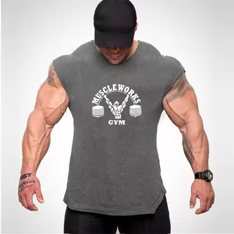 New Summer Brand Vest Cotton Gym Clothing Men Tank Tops Sleeveless T Shirt Bodybuilding Equipment Fi